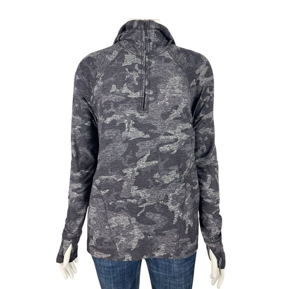 lululemon athletica Tops - Lululemon Warm Stabilizer 1/2 Zip Hoodie 4 Gray Black Incognito Camo Running
